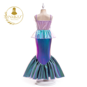 Robe de princesse Ariel la petite <span class=keywords><strong>sirène</strong></span> florale pour filles, robe longue formelle à col rond, jupe queue de poisson à paillettes, nœud pour cosplay d'enfants AMRY021 - Product Image 4