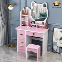 Modern Dressing Table with Mirror and Stool