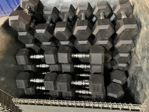 Thương mại cấp HEX quả tạ cao su bọc lõi sắt 2.5-50kg Thiết kế chống lật thiết bị tập thể dục thiết bị tập tạ - Product Image 2