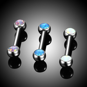 G23 titanio opale capezzolo Piercing lingua anelli dritto bilanciere Piercing sopracciglio Tragus capezzolo anelli Piercing gioielli Sexy 14G - Product Image 5