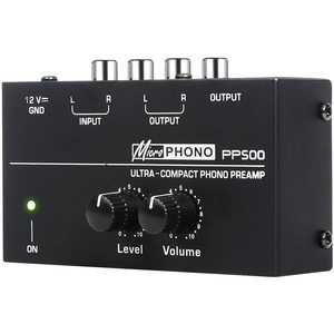 Preamplificador de Phono Ultracompacto Microphono PPS500 con Controles de Nivel y Volumen para Tocadiscos - Product Image 1