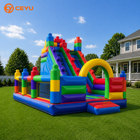 Château gonflable commercial Ceyu avec toboggan et blocs de construction, pour enfants et adultes, idéal pour les fêtes en extérieur, vente en gros