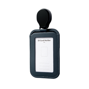 Porte-cartes professionnel en cuir véritable de 4 pouces, style mode, grande capacité, avec cordon rétractable et anti-rayures - Product Image 2