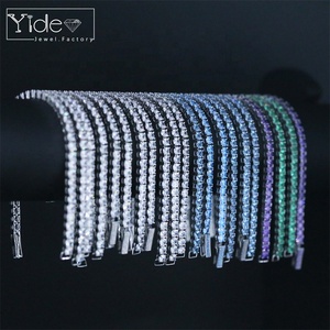 925 Sterling <span class=keywords><strong>argento</strong></span> iced out diamante della cz choker collana da tennis da tennis delle donne degli uomini catene del braccialetto - Product Image 2