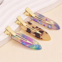 Élégante Barrette à Cheveux en Acétate Effet Marbre avec Fermoir Métallique Brillant, Accessoire de Coiffure Tendance pour Salon