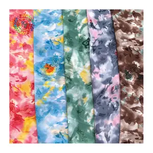 Soft And Thin Tie Dye Style Bright Colored Printing Pearl Chiffon Fabric