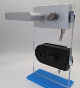 Piastra di alluminio <span class=keywords><strong>ACCA</strong></span> serratura porta a battente vetro a vetro senza cornice serratura porta con maniglia a leva - Product Image 3