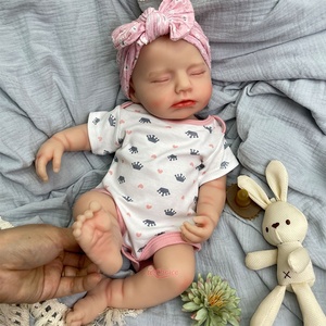 Poupée Reborn de 18 pouces à bouche ouverte avec sucette, peau peinte à la main avec texture et veines, en silicone solide, accessoires de thérapie émotionnelle pour bébés - Product Image 1