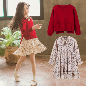 Children Girl Autumn Girls Knit Cotton Long Floral Cotton <strong>Kids</strong> <strong>Dresses</strong> Newest Design From Online Wholesale Shop - Product Image 4