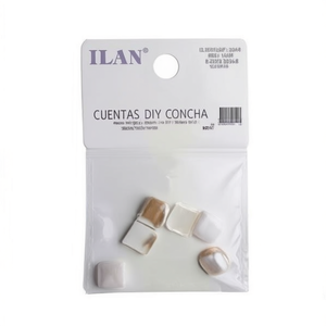 Perline di conchiglia Ilan da 12 mm, quadrate, colore naturale, per creazione di gioielli fai da te, 6 pezzi - Product Image 1