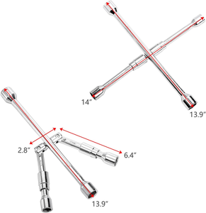 2 gói 14 inch phổ gấp Lug cờ lê, <span class=keywords><strong>4</strong></span>-<span class=keywords><strong>Way</strong></span> có thể gập lại Chéo Cờ lê, trượt Lug cờ lê - Product Image 4