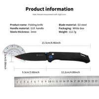 Couteau pliant de survie Yeehand à lame affûtée personnalisable en acier D2 avec manche G10, camping, tactique, OEM