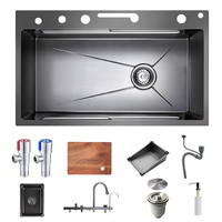 Évier de cuisine intelligent en acier inoxydable avec affichage numérique, fait main, simple/double, à encastrer, moderne, garantie 5 ans, robinet cascade