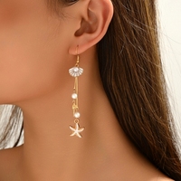 Ocean Breeze Schmuck - Kleine Muschel- und Seestern-Ohrringe mit Perleneinlage - Lange Ohrringe