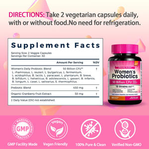 Kapsul Probiotik Pendukung Kekebalan Tubuh Wanita OEM, Vitamin Probiotik Campuran dari Pabrik Sumber, <span class=keywords><strong>50</strong></span> Miliar CFU, 60 Kapsul untuk Pria - Product Image 2