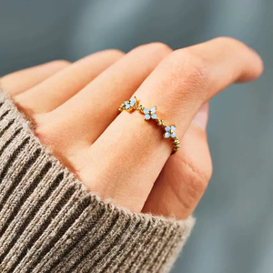 AR002 Элегантные кольца из стерлингового серебра 925 пробы с опалом, модные ювелирные изделия, обручальные кольца с четырехлистным клевером, позолоченные/посеребренные кольца для женщин - Product Image 5