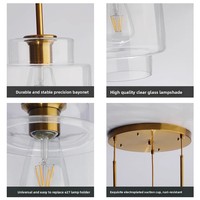 Luminaire suspendu moderne en verre de style industriel nordique avec cadre en aluminium, lampe LED suspendue pour escalier, couloir, bar et restaurant
