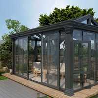 Maison préfabriquée mobile extérieure moderne et durable, légère, avec structure en aluminium, double vitrage trempé, résistante à l'eau, véranda