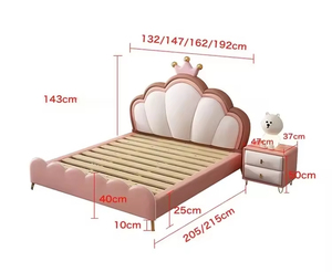 Letto in pelle semplice moderno con crema stile corona lussuoso ragazze e ragazzi letto di stoccaggio per la <span class=keywords><strong>principessa</strong></span> dei bambini principe camera da letto - Product Image 5