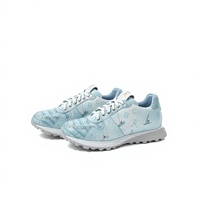 Chaussures de marche bleu clair à motif crocodile, baskets décontractées pour femmes
