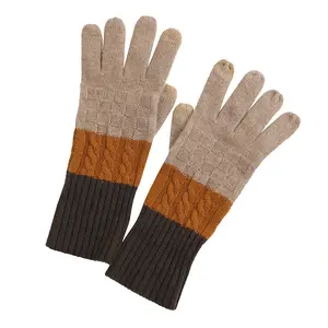 Câble fendu doigt écran tactile tissage gants et mitaines en cachemire gants en cachemire d'hiver Offre Spéciale trois couleurs Logo personnalisé CN;NEI