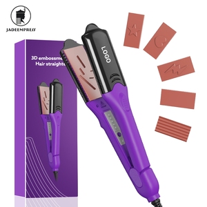 Fer à coiffer professionnel 4-en-1 avec plaques en titane de qualité salon, fer à friser et lisseur, écran LED, vente chaude, <span class=keywords><strong>pour</strong></span> usage domestique et hôtelier - Product Image 1