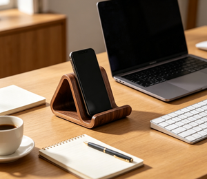 Support de téléphone en bois de noyer personnalisé OEM, support de téléphone portable en bois massif, support de bureau pour téléphone portable, vente en gros pour le bureau et la maison - Product Image 3