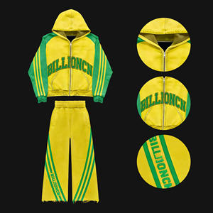 Ensemble de survêtement personnalisé pour homme, style streetwear automne, avec strass, 100% coton, comprenant un sweat à capuche ample et décontracté et un pantalon de survêtement évasé - Product Image 3