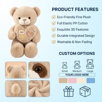 Ours en peluche super doux personnalisable avec cœur brodé, coussin en peluche, jouet en mousse à mémoire de forme, 31-50 cm