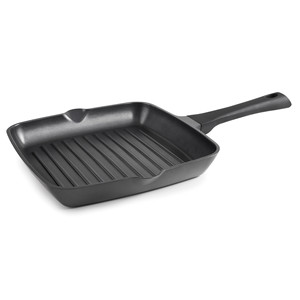 Padella quadrata con superficie scanalata per cucinare all'aperto, in titanio, resistente, con rivestimento ceramico antiaderente e manico in plastica - Product Image 1