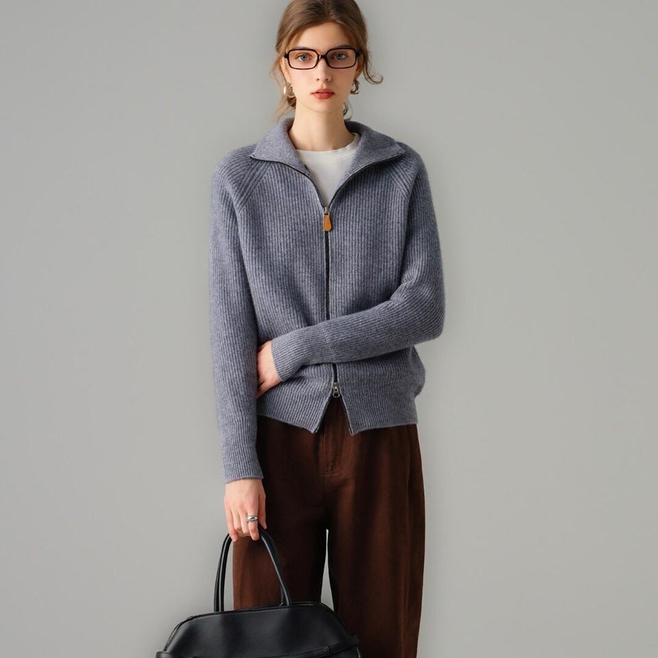 2026 New Seven-Stitch Solid Color Cashmere Knit Cardigan Women Loose ...