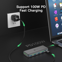 RGB Type C Hub 5 Ports USB C Hub avec 4 USB 3.0 PD100W Alimenté USB C Splitter pour Ordinateur Portable Macbook Pro iPad Pro Chrome Book