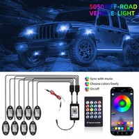 Lumière LED de châssis pour pare-chocs de voiture, RVB 7 couleurs, lampe décorative d'ambiance, contrôle par application Bluetooth, étanche