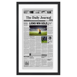 Cadre d'affichage pour journal en bois noir, support mural pour articles <span class=keywords><strong>de</strong></span> journal avec passe-partout - Product Image 1