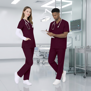 Set Divisa Medica Personalizzata in Tessuto Traspirante Poliestere-Cotone, Unisex, Tinta Unita o Multicolore, Manica Corta per Infermieri e Dottori - Product Image 6