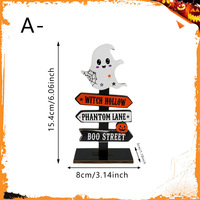 Décorations Artisanales en Bois Personnalisées pour Festivals, Étiquettes en Bois Imprimées en Couleurs avec Slogan Citrouille pour Table, pour Halloween