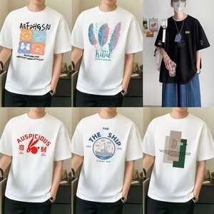 T-shirts en coton pour hommes à impression numérique, vente en gros, t-shirt d'été en maille mélangée, manches courtes, col rond, style hip-hop - Product Image 4