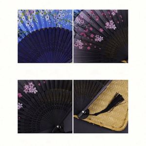 Éventail pliable en soie et bambou, ajouré avec franges, pour la maison, la danse, les fêtes et la décoration de mariage - Product Image 2