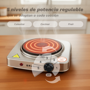 เตาไฟฟ้ากรุนเคล 1500W สแตนเลสสตีล พื้นผิวทำอาหาร 5 ระดับพลังงาน - Product Image 4