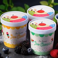 Gobelets en papier pour desserts glacés, imprimés en couleur, écologiques, avec couvercles en dôme, design personnalisé
