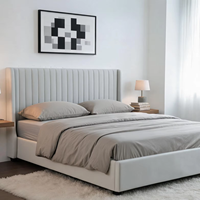 Base de Cama Moderna Tapizada en Terciopelo Gris, Tamaño Queen, Plataforma, Fácil Montaje, Ideal para Apartamentos de Alquiler