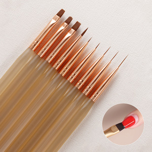 Kit d'outils de nail art : Pinceaux plats en poils synthétiques, stylo de dessin pour lignes et fleurs avec capuchon, pour gel, manucure et décoration de salon - Product Image 5