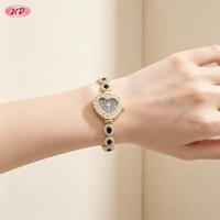 Hengdian Schmuck Auffällige Goldfarbene CZ-Herz-Uhr Damenuhr Blickfang Modischer Klassiker für Nachtausgänge & Besondere Anlässe