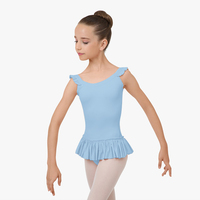 Maillot de Ballet Rosa para Niñas con Mangas con Volantes y Falda con Volantes, Ideal para Prácticas de Ballet
