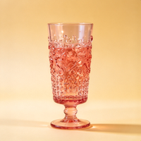 Nouvelle tasse à eau haute réutilisable à simple paroi, motif floral en relief, style rétro transfrontalier, pour bar, thé et thé au lait