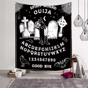 Mid Century Gothic Black Cat Polyester Print Hexerei Schwarz Weiß <span class=keywords><strong>Tarot</strong></span> Card Tapisserie Wandbehang für Schlafzimmer - Product Image 6