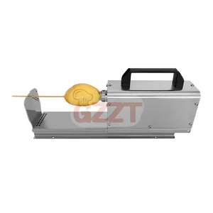 Máquina elétrica de corte de batatas fritas encaracolado, cortador elétrico 110v 220v, máquina de corte de cachorro-quente com 3 lâminas de corte