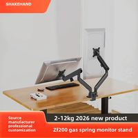 Support de moniteur double en alliage d'aluminium réglable en hauteur, capacité 12 kg, vente en gros d'usine, noir, Chine