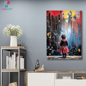 UNIART unico Poster di arte della tela della bambina e stampa di immagini di arte della parete Poster di decorazione moderna camera da letto Graffiti Banksy Street Art - Product Image 6