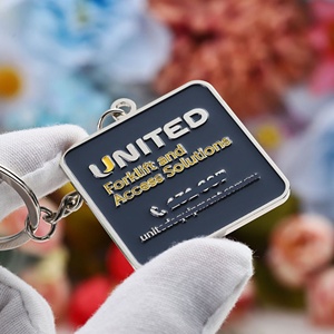 Llavero Personalizado al por Mayor con Logotipo Empresarial, Llavero Cuadrado de Aleación de Zinc Plateado con Esmalte Metálico para Regalos Promocionales - Product Image 3